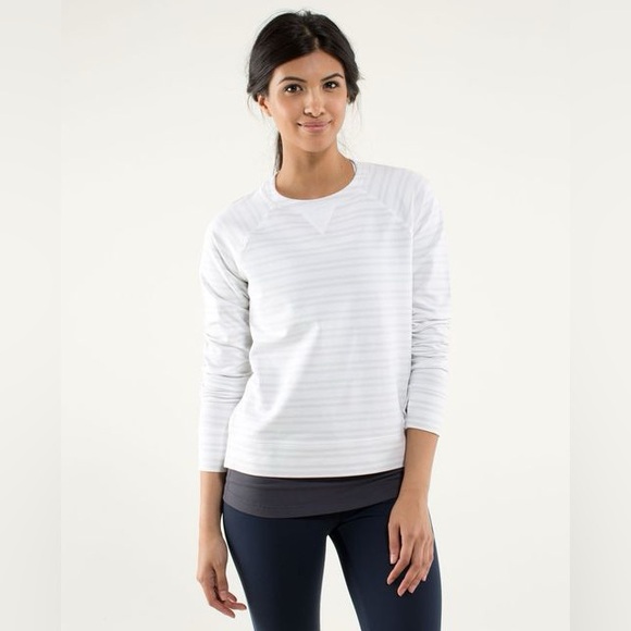lululemon athletica Tops - Lululemon Voyage Pullover White Stripe Sweatshirt Size 6